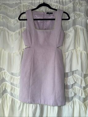 7 For All Mankind Lavender Textured Mini Dress with side Cutouts & green edges